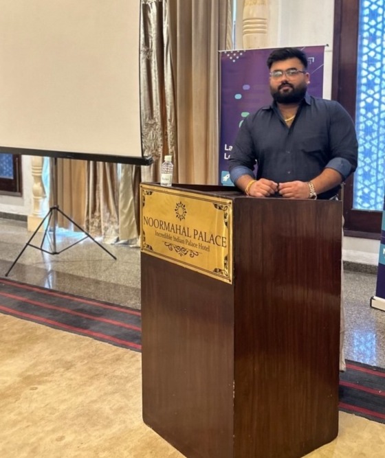 Shivang Chauhan speaking at an education event